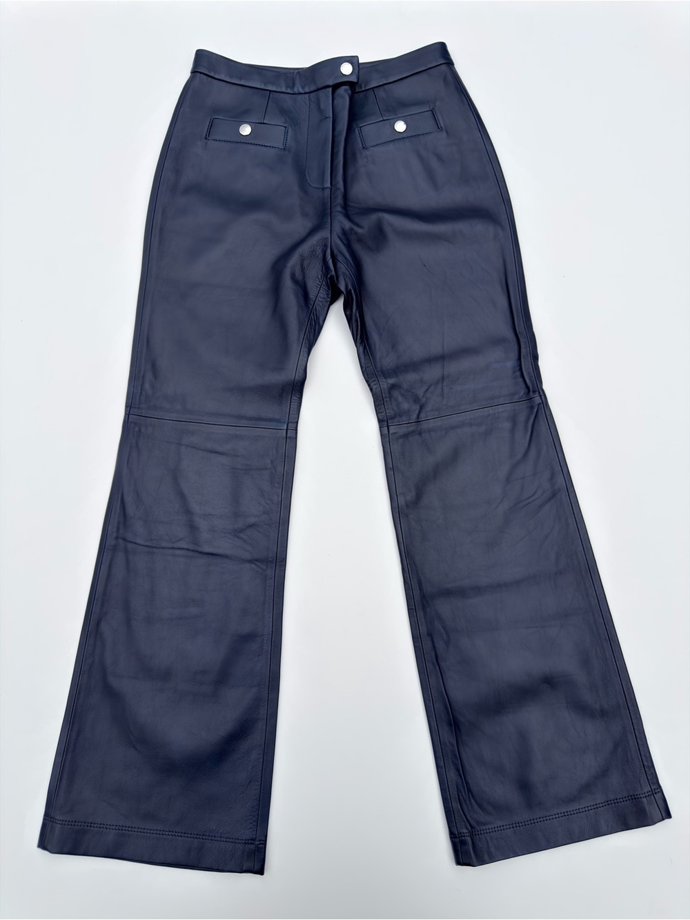 Coach 1941 Navy Blue Real Sheepskin Leather Flare Pants Trousers Size 4